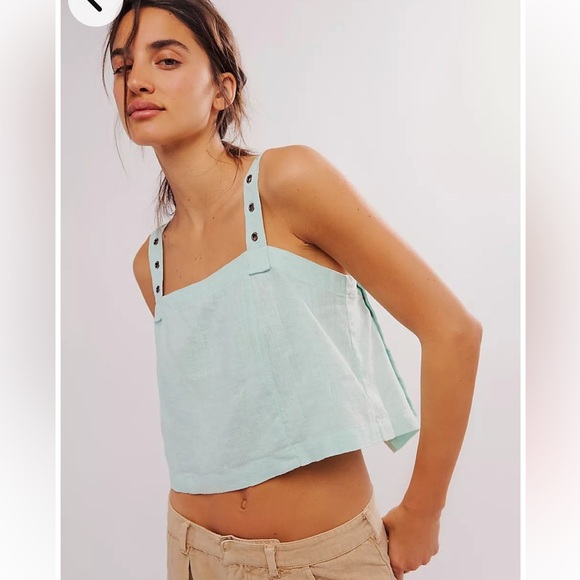 Free People Tops - Free People Syd Grommet Crop Linen Blend Tank Top NWOT
